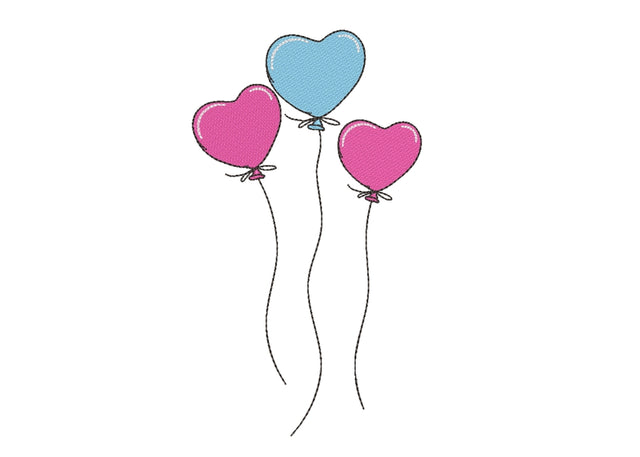 Heart Balloons Embroidery Design, 3 sizes Embroidery/Applique DESIGNS Nino Nadaraia 