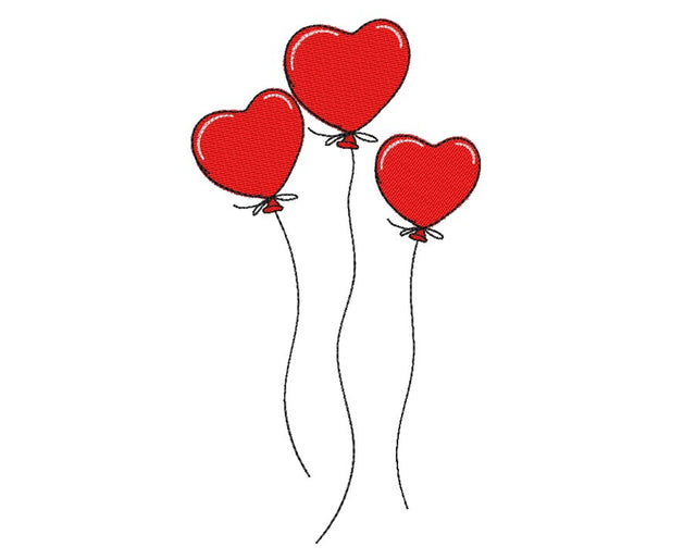 Heart Balloons Embroidery Design, 3 sizes, Instant Download Embroidery/Applique DESIGNS Nino Nadaraia 