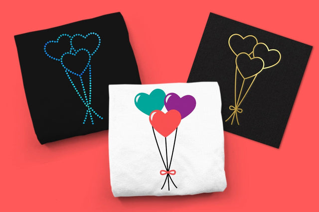 Heart Ballooons SVG TRIO Including Sketch and Rhinestone Versions SVG Designed by Geeks 