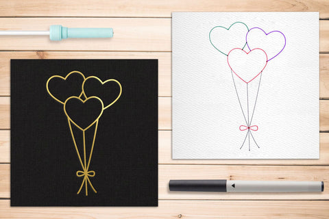 Heart Ballooons SVG TRIO Including Sketch and Rhinestone Versions SVG Designed by Geeks 
