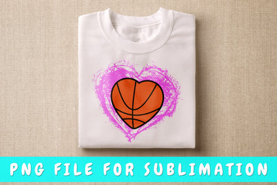Heart Basketball PNG, Basketball Design For Sublimation Sublimation HappyDesignStudio 