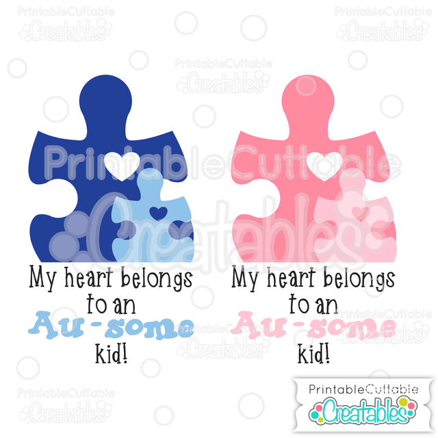 Heart Belongs to Au-some Kid SVG Printable Cuttable Creatables 
