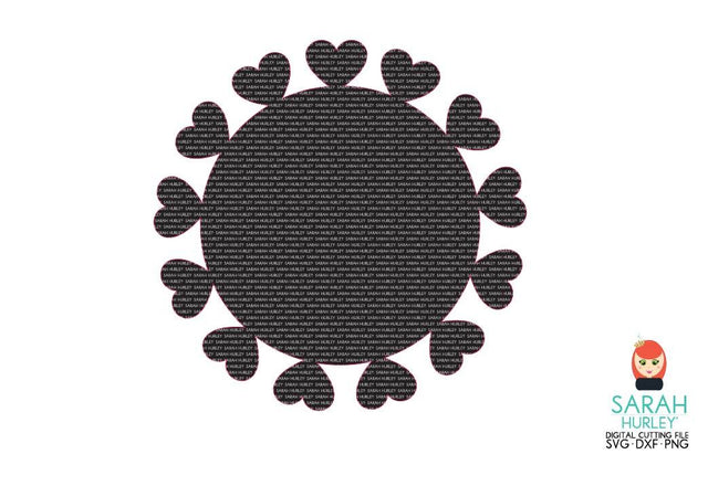 Heart Border Circle SVG Sarah Hurley 