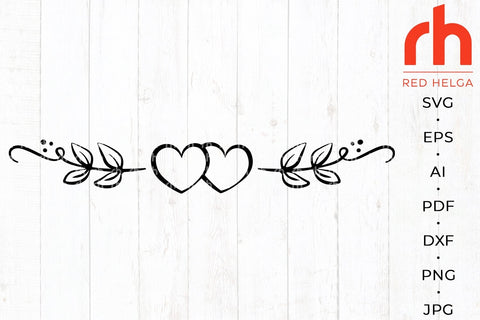 Heart Border SVG - Leaves Divider Cut File SVG RedHelgaArt 