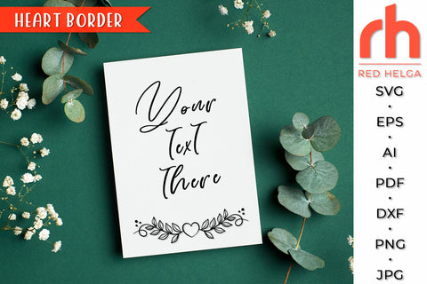Heart Border SVG - Leaves Divider Cut File SVG RedHelgaArt 