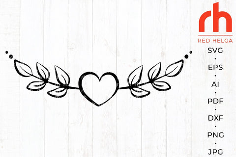 Heart Border SVG - Leaves Wreath Cut File SVG RedHelgaArt 