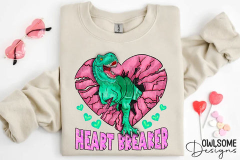 Heart Breaker T-Rex Valentine PNG Sublimation Owlsome.Designs 