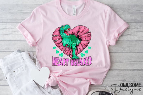 Heart Breaker T-Rex Valentine PNG Sublimation Owlsome.Designs 