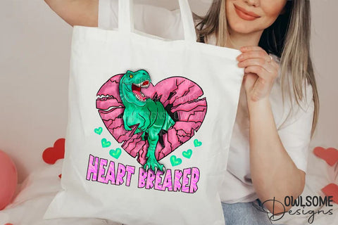 Heart Breaker T-Rex Valentine PNG Sublimation Owlsome.Designs 