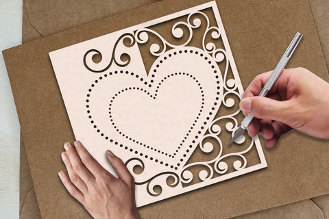 Heart card cover papercut - svg eps png ai pdf 3D Paper zafrans studio 