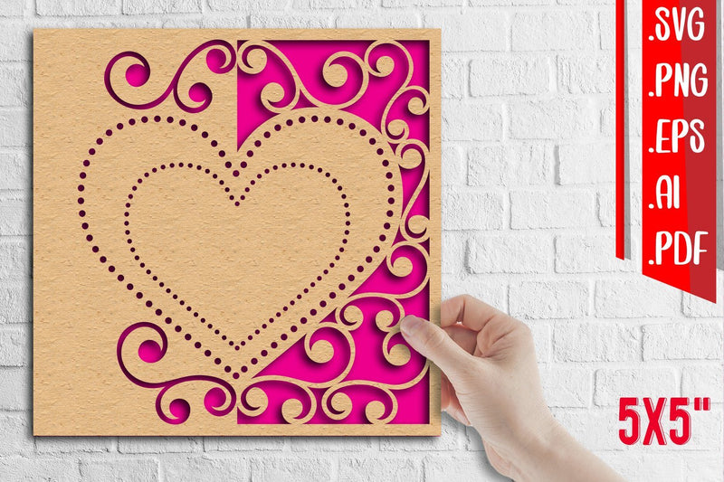Heart card cover papercut - svg eps png ai pdf 3D Paper zafrans studio 