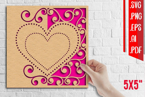 Heart card cover papercut - svg eps png ai pdf 3D Paper zafrans studio 