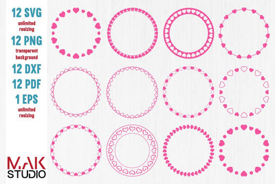 Heart circle svg, Heart monogram svg, Heart frame dxf, Heart circle monogram svg, Heart svg, Frame svg SVG MAKStudion 