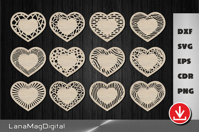Heart coasters svg Wedding decor Valentine day cut file SVG LanaMagDigital 