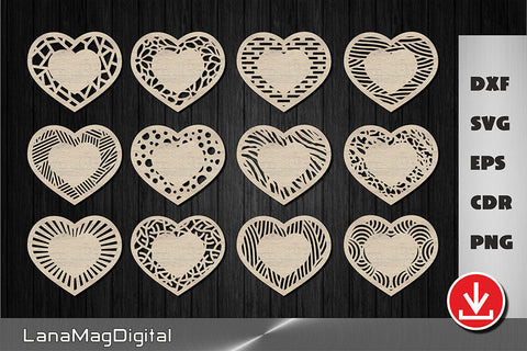 Heart coasters svg Wedding decor Valentine day cut file SVG LanaMagDigital 