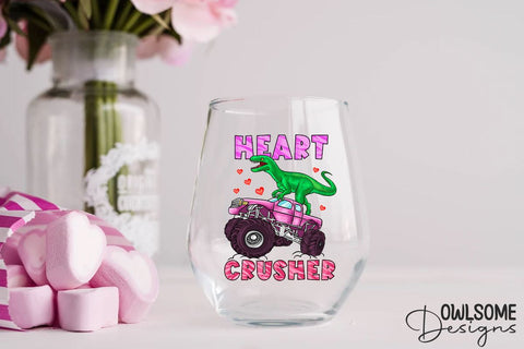 Heart Crusher Dinosaur Valentine PNG Design Sublimation Owlsome.Designs 