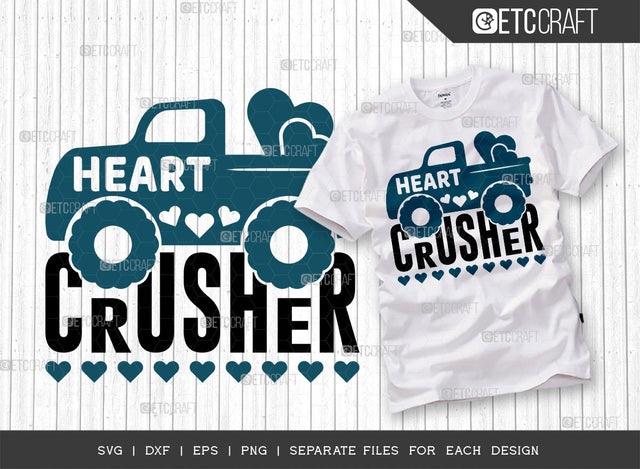 Heart Crusher SVG Cut File | Valentine's Day Svg | Valentines Truck Svg | Valentine Svg | 14 February Svg | Heart Svg | Valentine's Day Quote Design SVG ETC Craft 