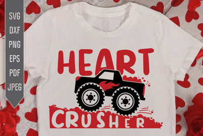 Heart Crusher Svg. Monster Truck Svg. Valentine's Day Svg. Heart Svg. Love Svg. Valentine's Cricut, Silhouette, dxf, png, eps SVG Mint And Beer Creations 