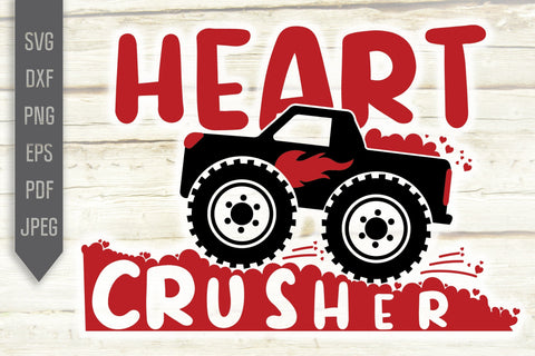 Heart Crusher Svg. Monster Truck Svg. Valentine's Day Svg. Heart Svg. Love Svg. Valentine's Cricut, Silhouette, dxf, png, eps SVG Mint And Beer Creations 