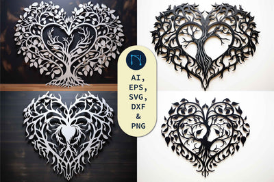 Heart Cutout with Tree and Leaves SVG Bundle SVG MD JOYNAL ABDIN 