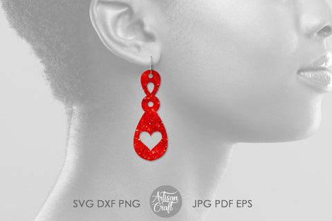 Heart dangle earrings SVG, cut files SVG SVG Artisan Craft SVG 