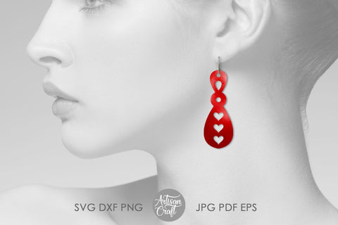 Heart dangle earrings SVG, cut files SVG SVG Artisan Craft SVG 