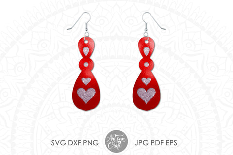 Heart dangle earrings SVG, cut files SVG SVG Artisan Craft SVG 