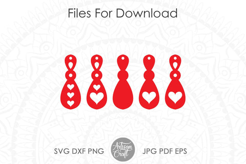 Heart dangle earrings SVG, cut files SVG SVG Artisan Craft SVG 