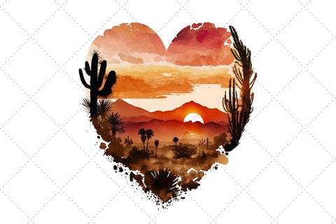 Heart Desert Watercolor Clipart Bundle, Sublimation, Heart Desert Sublimation FloridPrintables 