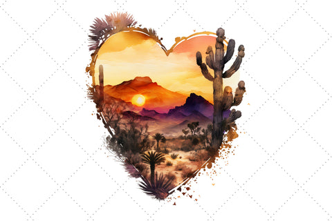 Heart Desert Watercolor Clipart Bundle, Sublimation, Heart Desert Sublimation FloridPrintables 