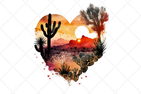 Heart Desert Watercolor Clipart Bundle, Sublimation, Heart Desert Sublimation FloridPrintables 