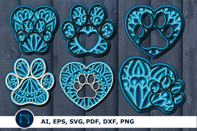 Heart Dog paw layer SVG cut file Bundle SVG MD JOYNAL ABDIN 