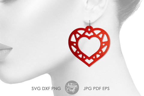Heart earring SVG, laser cut files, Geometric earrings SVG Artisan Craft SVG 