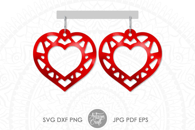 Heart earring SVG, laser cut files, Geometric earrings SVG Artisan Craft SVG 