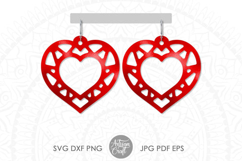Heart earring SVG, laser cut files, Geometric earrings SVG Artisan Craft SVG 