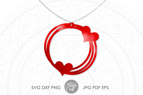 Heart Earring SVG, Laser cut files, Messy circle SVG Artisan Craft SVG 