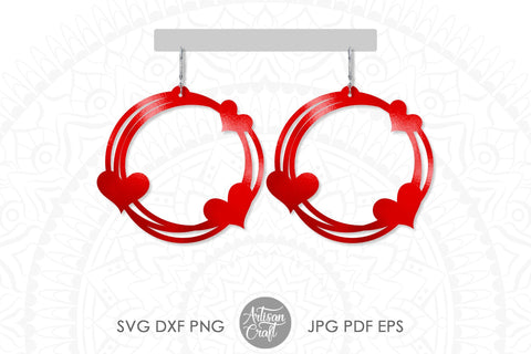 Heart Earring SVG, Laser cut files, Messy circle SVG Artisan Craft SVG 