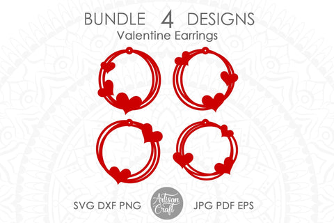 Heart Earring SVG, Laser cut files, Messy circle SVG Artisan Craft SVG 