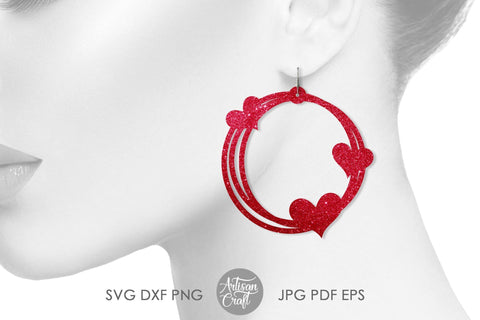 Heart Earring SVG, Laser cut files, Messy circle SVG Artisan Craft SVG 
