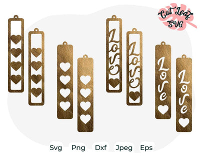 Heart Earring svg, Leather earring svg, Valentine earring svg, love earring svg, love svg, Earring cut file, heart svg, rectangle earring SVG CutLeafSvg 