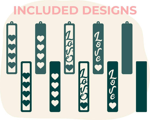 Heart Earring svg, Leather earring svg, Valentine earring svg, love earring svg, love svg, Earring cut file, heart svg, rectangle earring SVG CutLeafSvg 