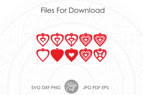 Heart earrings SVG for laser cutting SVG Artisan Craft SVG 