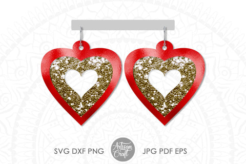 Heart earrings SVG for laser cutting SVG Artisan Craft SVG 