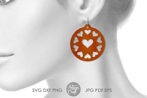 Heart earrings SVG for laser SVG Artisan Craft SVG 