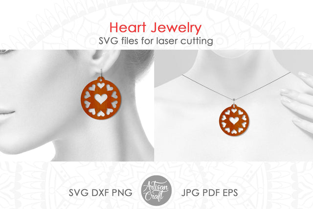 Heart earrings SVG for laser SVG Artisan Craft SVG 