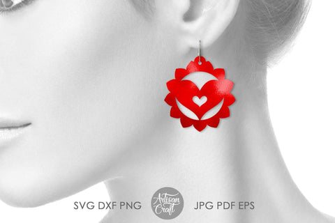 Heart earrings SVG, laser cut file SVG Artisan Craft SVG 