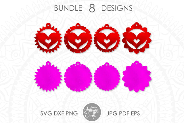 Heart earrings SVG, laser cut file SVG Artisan Craft SVG 