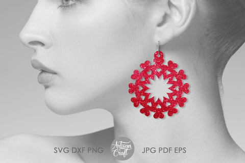 Heart earrings SVG showing heart Mandala SVG Artisan Craft SVG 