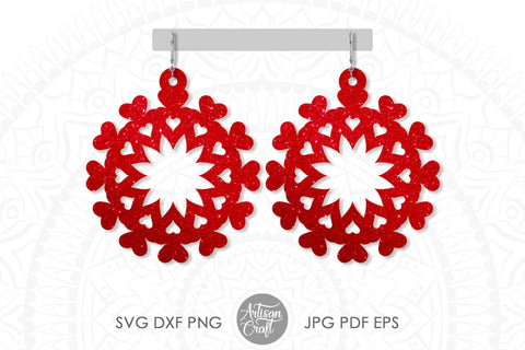 Heart earrings SVG showing heart Mandala SVG Artisan Craft SVG 