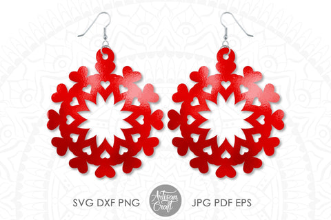 Heart earrings SVG showing heart Mandala SVG Artisan Craft SVG 